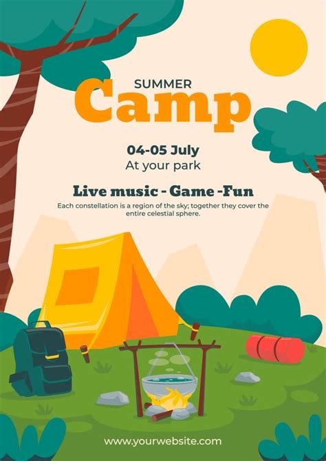 Design This Hand Drawn Summer Camp Poster Layout For Free