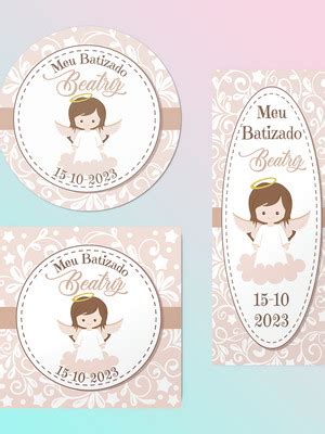 3 Artes Digitais Adesivos Lembranca Batizado Anjinha Nude Compre Produtos Personalizados No Elo7