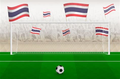 Premium Vector | Thailand football team fans with flags of thailand ...