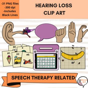Hearing Loss, Deaf and Hard of Hearing Clip Art by Deborah SLT | TpT 