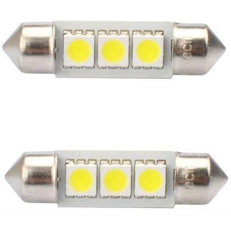 2x Ampoule Navette LED Blanc 12V 5W Longueur 36mm 3x SMD 5050 CANBUS