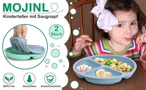 Mojinl St Ck Kinderteller Mit Saugnapf Rutschfest Silikon Baby Teller