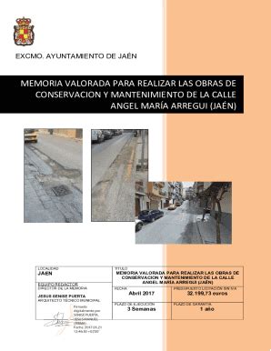 Completable En L Nea Memoria Valorada Para Realizar Las Obras De