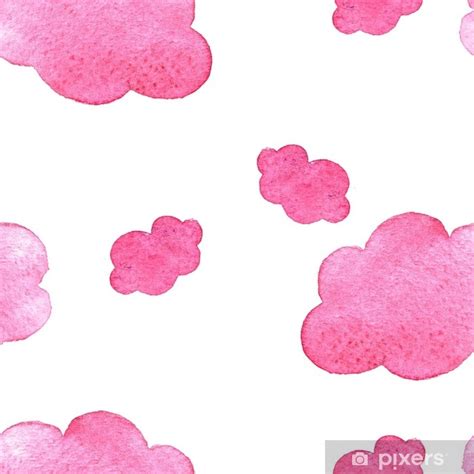 Póster Fondo de nubes de acuarela rosa nube pintada a mano aislada en