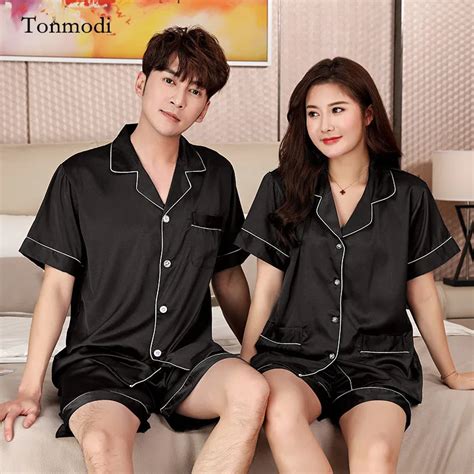 Couples Matching Pajamas For Women Summer Lovers Mens Pajamas Silk