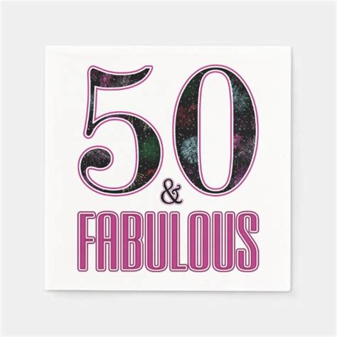 50 And Fabulous Pink Black Typography 50th Birthday Paper Napkins