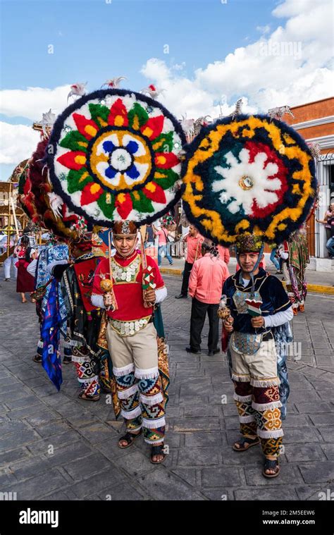 Aztec Warriors From The Danza De La Pluma Dance Troupe From Teotitlan