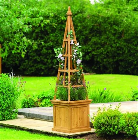 Solid Wood Obelisk Garden Planter The Garden Factory