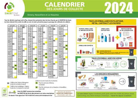 Actualités Calendrier 2024 du SMIRTOM Collectes Actualité illiwap