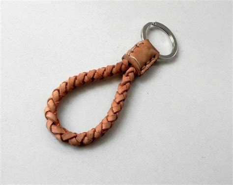 Orange Braided Leather Key Ring Key Chain Key Holder Key Fob Etsy