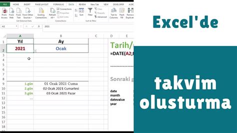 Excel De Tarih G N Form L Youtube