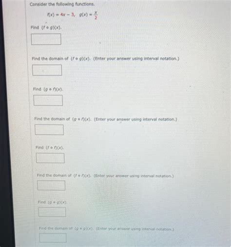 Solved Consider The Following Functions F X 4x−3 G X 2x