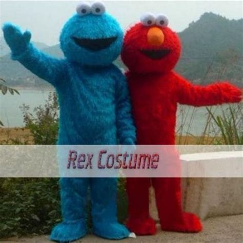 Red Elmo Blue Cookie Monster Mascot Costume Sesame Street