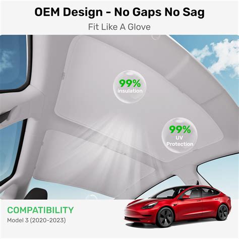 Snapklik Zanch 2024 Upgrade Tesla Model 3 Roof Sunshade No