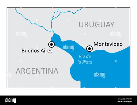 Un mapa de la región del río de la Plata entre Argentina y Uruguay