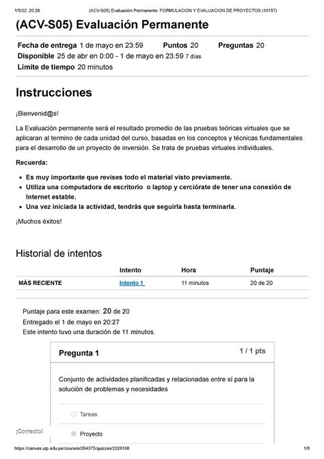 ACV S05 Evaluación Permanente Formulacion Y Evaluacion DE Proyectos