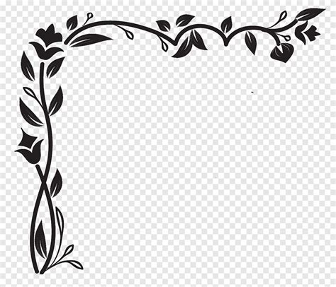 Corners 151432 R33 Black Flower And Leaves Frame Png PNGEgg