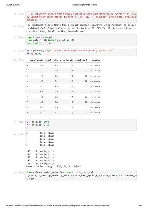 Dsbda assignment 6 1 Implement Simple Naïve Bayes classification