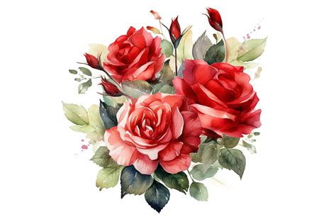 Red Roses Bouquet Watercolor Clipart Graphic By Sayedhasansaif04