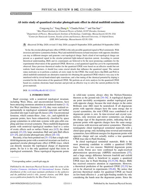 Pdf Ab Initio Study Of Quantized Circular Photogalvanic Effect In