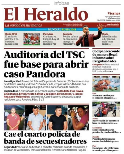 El Heraldo Honduras Viernes 15 De Junio De 2018 Infobae