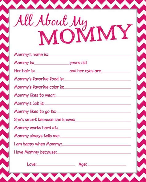 Free Printable Mothers Day Questionnaire