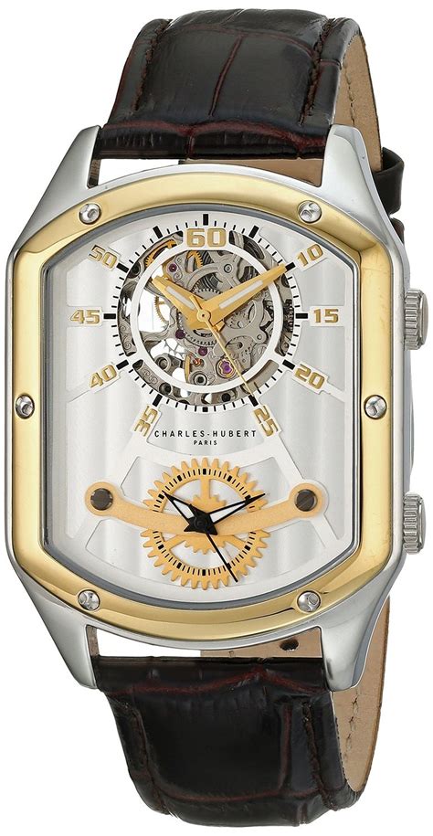 Charles Hubert Paris Mens Two Tone Stainless Steel Dual Time