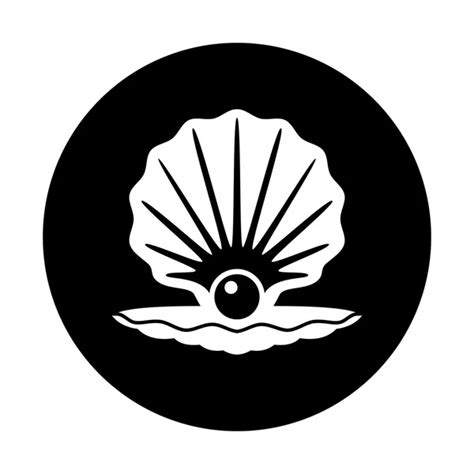 Shell Black And White Vector Pearl In A Shell Black And White Icon