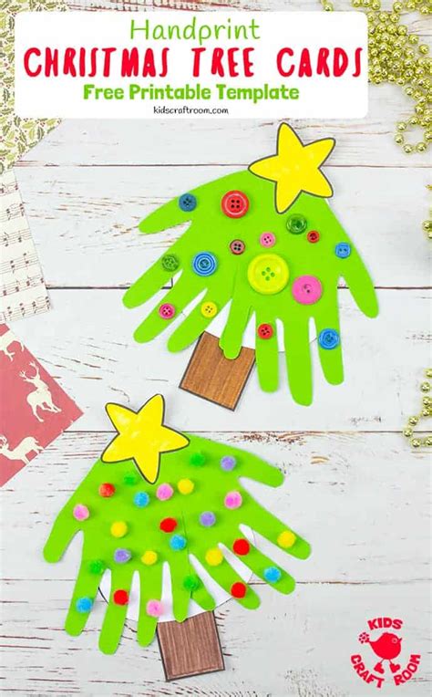 Handprint Christmas Tree Cards - Kids Craft Room