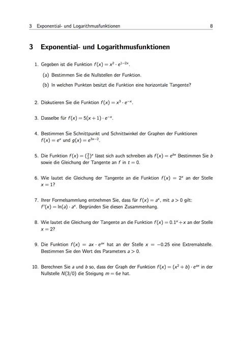 Aufgabensammlung Analysis Mit Diversen Funktionen Mathematik Lernen