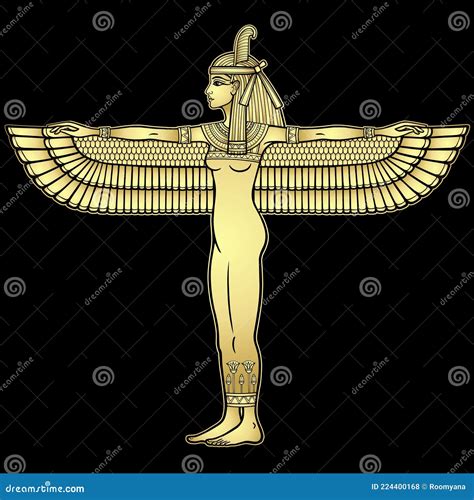 Animation Portrait: Winged Goddess of Justice Maat. Full Growth Stock ...