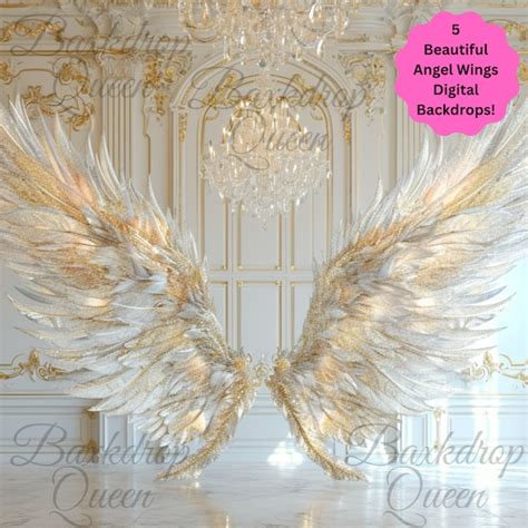 Image Gold Angel Wing Digital Background Maternity Backdrop Overlay