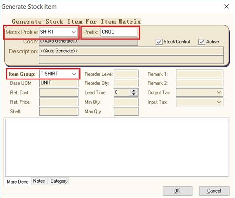 Maintain Stock Item Matrix Profile Estream Software