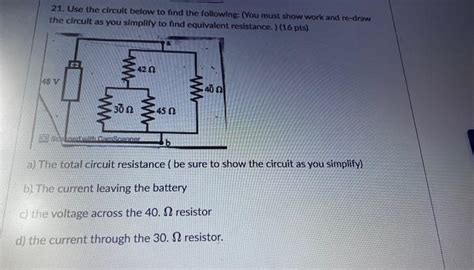 Solved 21 Use The Circult Below To Find The Following You Chegg