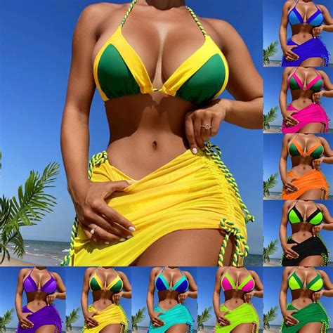 Jacenvly 2024 Bikini With Kimono Cover Up Set Satiny Swimsuit New Style Women S Swimsuit Three