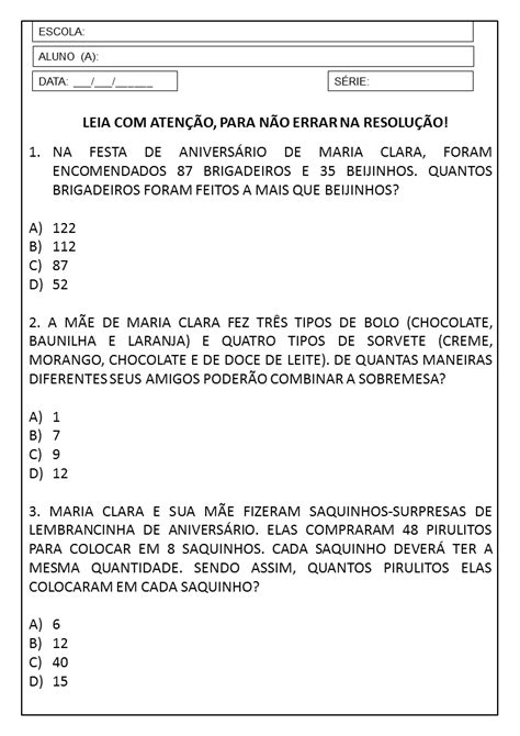 Plano De Aula 3º Ano SequÊncia DidÁtica De MatemÁtica SÓ Escola