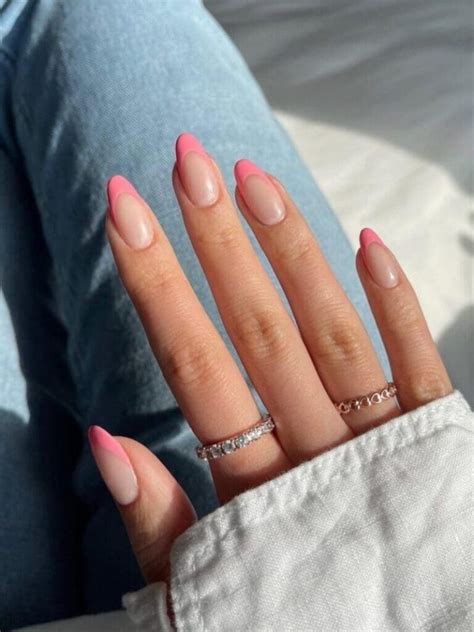 Hot Pink French Tip Almond Great Americanprime Br