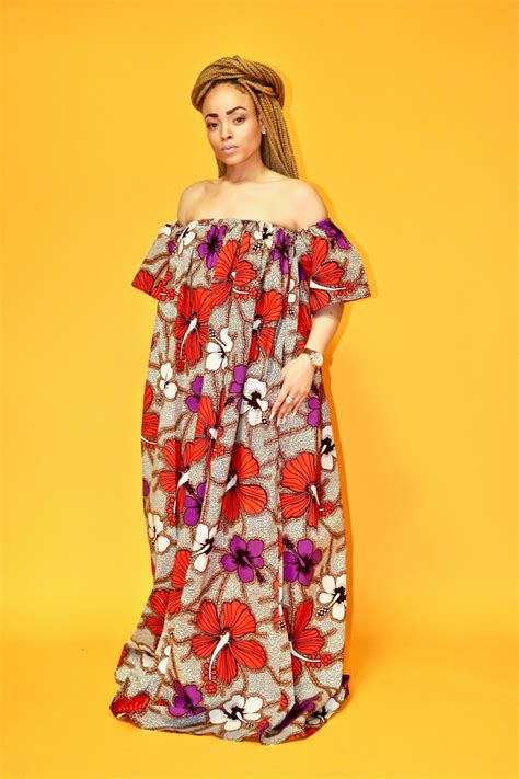 M Ekpo Off Shoulder Maxi African Dress With Side Pocket Queen Mnl