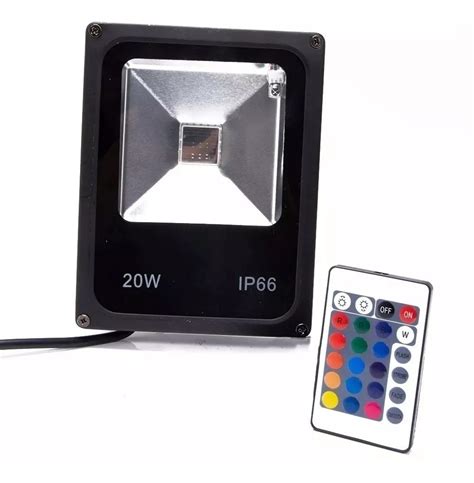 Refletor Holofote Led Rgb Colorido W Ip Bivolt Controle Mercado