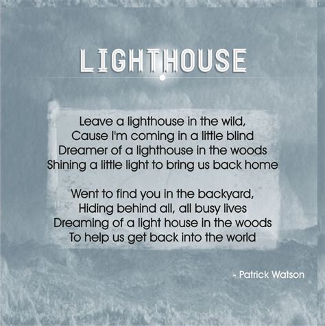 Lighthouse - Patrick Watson | Music is life, Lyrics, Songs