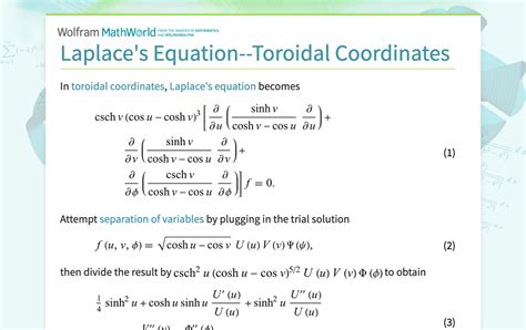 Laplace S Equation Toroidal Coordinates From Wolfram Mathworld