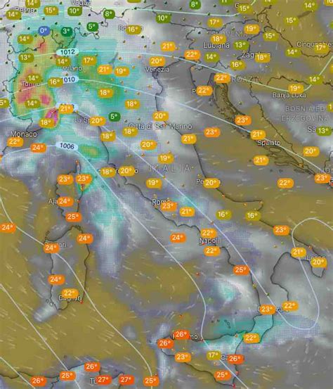 Previsioni Meteo oggi lunedì 15 luglio nuvolosità temperature mari venti