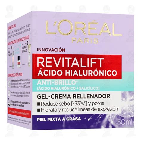 Crema Facial Loreal Revitalift Cido Hialur Nico Anti Brillo Ml