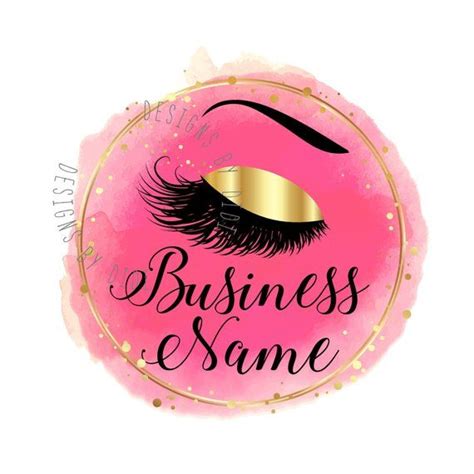 Custom Logo Lashes Logo Eyelash Logo Gold Pink Cosmetics Etsy Lashes Logo Eyelash Logo