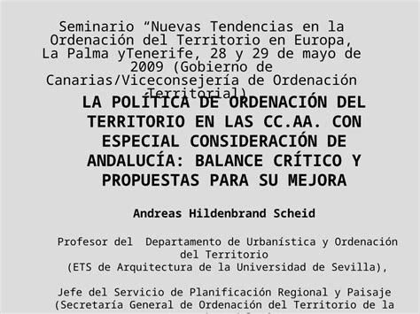 Ppt La Política De Ordenación Del Territorio De Las Comunidades Autónomas Balance Crítico Y