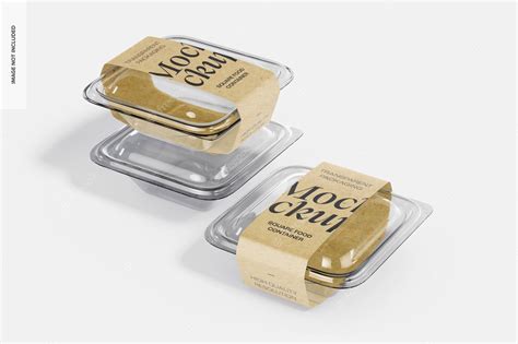 Premium Psd Square Food Containers Mockup Perspective