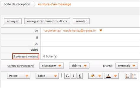 Messagerie mail Orange envoyer un email avec une pièce jointe