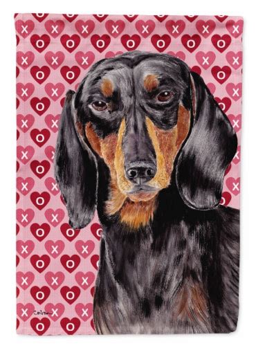 Carolines Treasures SC9276CHF Dachshund Black Tan Hearts Love Valentine