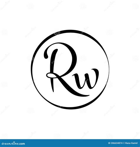 Initial Rw Letter Logo Design Vector Template Abstract Script Letter