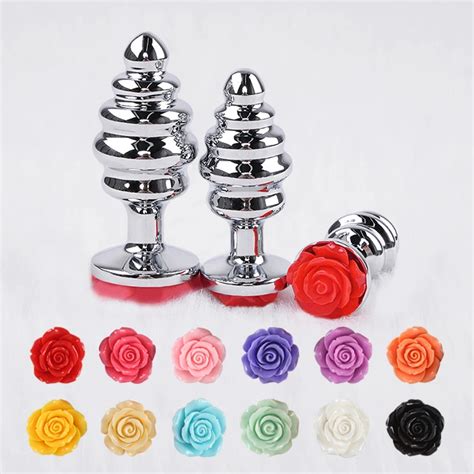 Sweet Dream 3pcs Set Stereoscopic Rose Silvery Thread Anal Plug Metal Stainless Steel Sex Toys